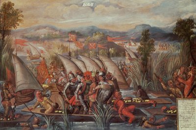 The Capture of Guatemoc, the Last Aztec Emperor of Mexico by Spanish School